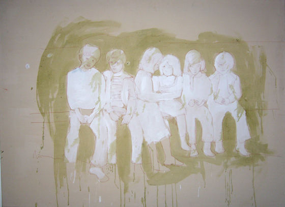 Ohne Titel, Buntstift, Öl auf Leinwand, 110 x 130cm, 2009